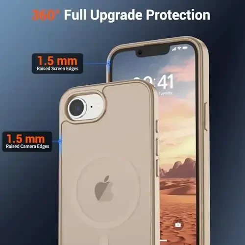SUPFINE Magnetic for iPhone 16e Case (Compatible with MagSafe)(Military Grade Drop Protection) Slim Translucent Matte Shockproof with Anti-Fingerprint Phone Case 2025,Desert Gold - 4