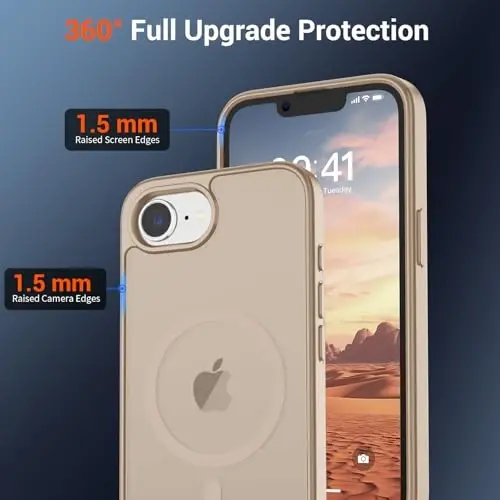 SUPFINE Magnetic for iPhone 17e Case/iPhone 16e Case (Compatible with MagSafe)(Military Grade Drop Protection) Slim Translucent Matte Shockproof with Anti-Fingerprint Phone Case 2025,Desert Gold - 2