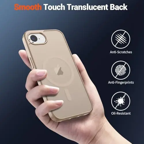 SUPFINE Magnetic for iPhone 17e Case/iPhone 16e Case (Compatible with MagSafe)(Military Grade Drop Protection) Slim Translucent Matte Shockproof with Anti-Fingerprint Phone Case 2025,Desert Gold - 4