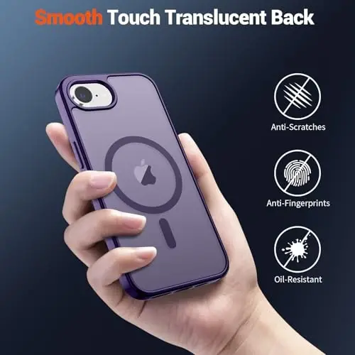 SUPFINE Magnetic for iPhone 16e Case 2025 (Compatible with MagSafe)(Military Grade Drop Protection) Slim Translucent Matte Shockproof with Anti-Fingerprint Phone Case,Dark Purple - 6