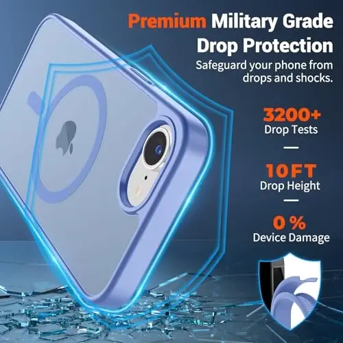 SUPFINE Magnetic for iPhone 16e Case 2025 (Compatible with MagSafe)(Military Grade Drop Protection) Slim Translucent Matte Shockproof with Anti-Fingerprint Phone Case,Blue Purple - 2