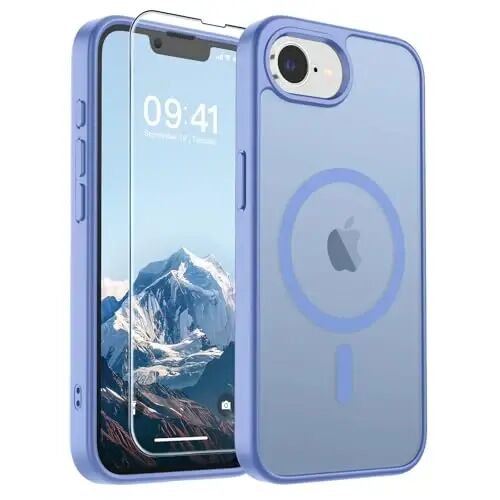 SUPFINE Magnetic for iPhone 17e Case/iPhone 16e Case Blue Purple | With Screen Protector, Translucent Matte, Compatible with MagSafe, Military Grade Drop Proof, Rugged Shockproof Protective 
