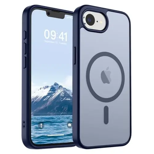 SUPFINE Magnetic for iPhone 17e Case/iPhone 16e Case 2025 (Compatible with MagSafe)(Military Grade Drop Protection) Slim Translucent Matte Shockproof with Anti-Fingerprint Phone Case,Navy Blue - 1
