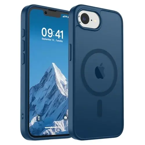 SUPFINE Magnetic for iPhone 17e Case/iPhone 16e Case (Compatible with MagSafe)(Military Grade Drop Protection) Translucent Matte with Anti-Fingerprint Phone Case,Deep Blue 