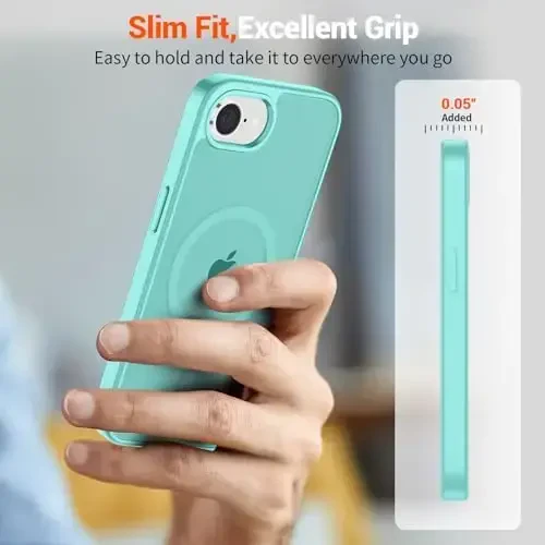 SUPFINE Magnetic for iPhone 16e Case 2025 (Compatible with MagSafe)(Military Grade Drop Protection) Slim Translucent Matte Shockproof with Anti-Fingerprint Phone Case,Blue Green - 7
