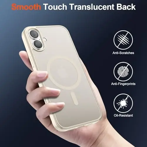 SUPFINE Magnetic for iPhone 17 Case (Compatible with MagSafe)(Military Grade Drop Protection) Translucent Matte Shockproof with Anti-Fingerprint Phone Cover 2025,Antique White - 6