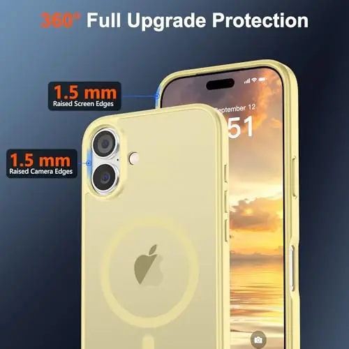 SUPFINE Magnetic for iPhone 17 Case (Compatible with MagSafe)(Military Grade Drop Protection) Translucent Matte Shockproof with Anti-Fingerprint Phone Cover 2025,Buttercream Yellow - 4