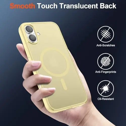 SUPFINE Magnetic for iPhone 17 Case (Compatible with MagSafe)(Military Grade Drop Protection) Translucent Matte Shockproof with Anti-Fingerprint Phone Cover 2025,Buttercream Yellow - 6