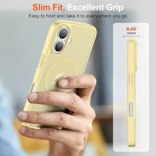 SUPFINE Magnetic for iPhone 17 Case (Compatible with MagSafe)(Military Grade Drop Protection) Translucent Matte Shockproof with Anti-Fingerprint Phone Cover 2025,Buttercream Yellow - 7