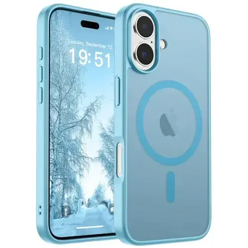 SUPFINE Magnetic for iPhone 17 Case (Compatible with MagSafe)(Military Grade Drop Protection) Translucent Matte Shockproof with Anti-Fingerprint Phone Cover 2025,Light Blue - 1
