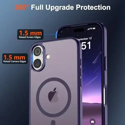 SUPFINE Magnetic for iPhone 17 Case (Compatible with MagSafe)(Military Grade Drop Protection) Translucent Matte Shockproof with Anti-Fingerprint Phone Cover 2025,Dark Purple - 4