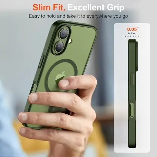 SUPFINE Magnetic for iPhone 17 Case (Compatible with MagSafe)(Military Grade Drop Protection) Translucent Matte Shockproof with Anti-Fingerprint Phone Cover 2025,Cangling Green - 7