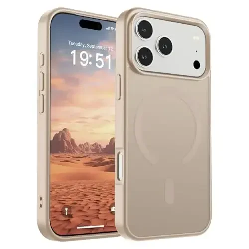 SUPFINE Magnetic for iPhone 17 Pro Case (Compatible with MagSafe)(Military Grade Drop Protection) Translucent Matte Shockproof with Anti-Fingerprint Phone Cover 2025,Desert Gold 