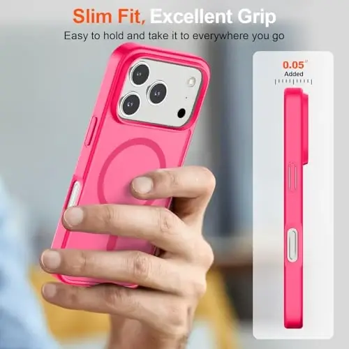SUPFINE Magnetic for iPhone 17 Pro Case (Compatible with MagSafe)(Military Grade Drop Protection) Translucent Matte Shockproof with Anti-Fingerprint Phone Cover 2025,Hot Pink - 7