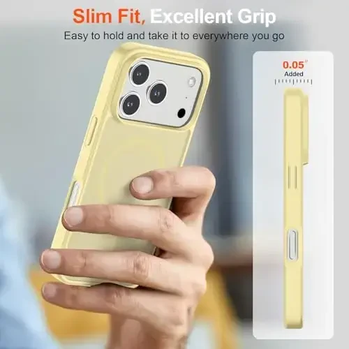 SUPFINE Magnetic for iPhone 17 Pro Case (Compatible with MagSafe)(Military Grade Drop Protection) Translucent Matte Shockproof with Anti-Fingerprint Phone Cover 2025,Buttercream Yellow - 7