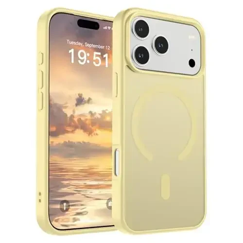 SUPFINE Magnetic for iPhone 17 Pro Case (Compatible with MagSafe)(Military Grade Drop Protection) Translucent Matte Shockproof with Anti-Fingerprint Phone Cover 2025,Buttercream Yellow - 1