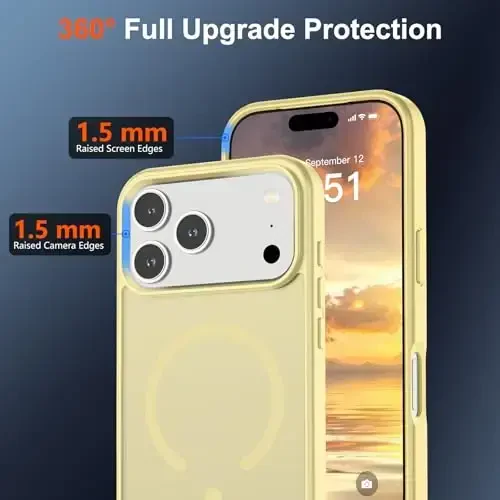 SUPFINE Magnetic for iPhone 17 Pro Case (Compatible with MagSafe)(Military Grade Drop Protection) Translucent Matte Shockproof with Anti-Fingerprint Phone Cover 2025,Buttercream Yellow - 4