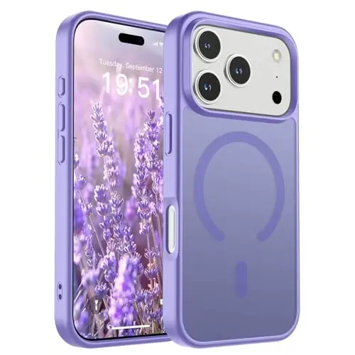 SUPFINE Magnetic for iPhone 17 Pro Case (Compatible with MagSafe)(Military Grade Drop Protection) Translucent Matte Shockproof with Anti-Fingerprint Phone Cover,Purple 