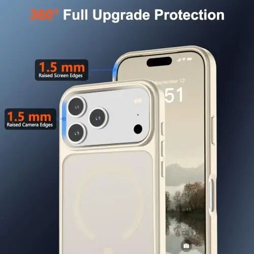 SUPFINE Magnetic for iPhone 17 Pro Case (Compatible with MagSafe)(Military Grade Drop Protection) Translucent Matte Shockproof with Anti-Fingerprint Phone Cover,Antique White - 3