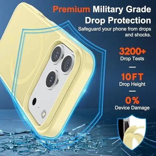SUPFINE Magnetic for iPhone 17 Pro Case (Compatible with MagSafe)(Military Grade Drop Protection) Translucent Matte Shockproof with Anti-Fingerprint Phone Cover 2025,Buttercream Yellow - 3