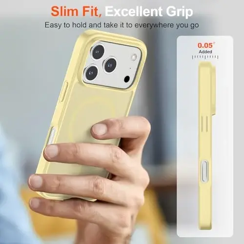 SUPFINE Magnetic for iPhone 17 Pro Case (Compatible with MagSafe)(Military Grade Drop Protection) Translucent Matte Shockproof with Anti-Fingerprint Phone Cover 2025,Buttercream Yellow - 7