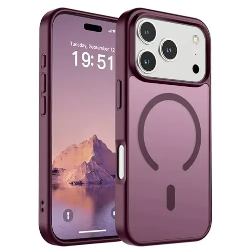 SUPFINE Magnetic for iPhone 17 Pro Case (Compatible with MagSafe)(Military Grade Drop Protection) Translucent Matte Shockproof with Anti-Fingerprint Phone Cover 2025,Wine Red 