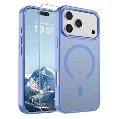 SUPFINE Magnetic for iPhone 17 Pro Case (Compatible with MagSafe)(Military Grade Drop Protection) Translucent Matte Shockproof with Anti-Fingerprint Phone Cover 2025,Blue Purple 