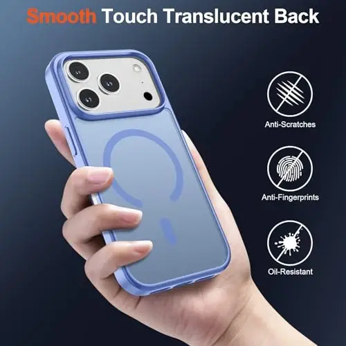 SUPFINE Magnetic for iPhone 17 Pro Case (Compatible with MagSafe)(Military Grade Drop Protection) Translucent Matte Shockproof with Anti-Fingerprint Phone Cover 2025,Blue Purple - 6
