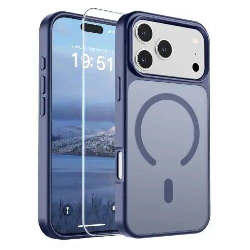 SUPFINE Magnetic for iPhone 17 Pro Case Lavender Gray | With Screen Protector, Translucent Matte, Compatible with MagSafe, Military Grade Drop Proof, Rugged Shockproof Protective 