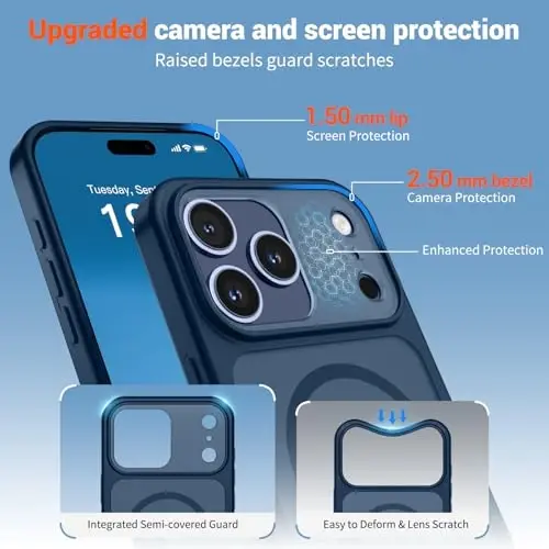 SUPFINE Magnetic for iPhone 17 Pro Case Deep Blue | (Compatible with MagSafe)(Military Grade Drop Protection)(Camera Protection)Translucent Matte Phone Cover - 6