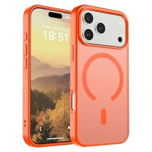 SUPFINE Magnetic for iPhone 17 Pro Case (Compatible with MagSafe)(Military Grade Drop Protection) Translucent Matte Shockproof with Anti-Fingerprint Phone Cover 2025,Orange - 1