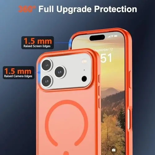SUPFINE Magnetic for iPhone 17 Pro Case (Compatible with MagSafe)(Military Grade Drop Protection) Translucent Matte Shockproof with Anti-Fingerprint Phone Cover 2025,Orange - 4
