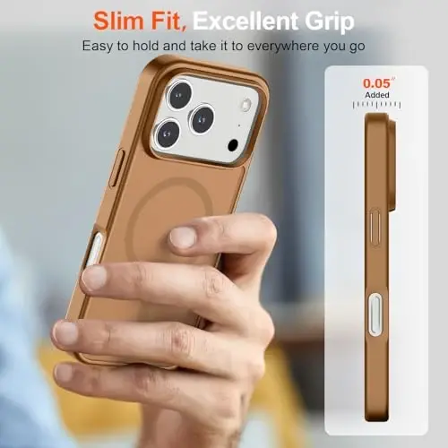 SUPFINE Magnetic for iPhone 17 Pro Case (Compatible with MagSafe)(Military Grade Drop Protection) Translucent Matte Shockproof with Anti-Fingerprint Phone Cover 2025,Brown - 7