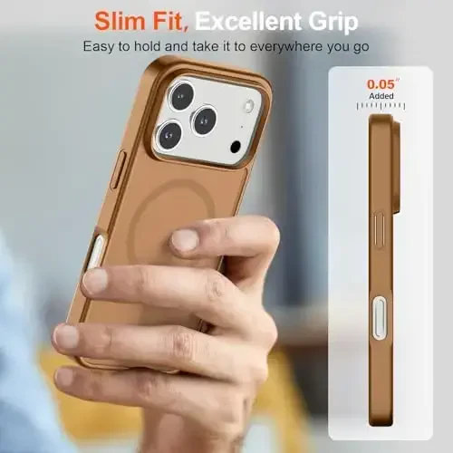 SUPFINE Magnetic for iPhone 17 Pro Case (Compatible with MagSafe)(Military Grade Drop Protection) Translucent Matte Shockproof with Anti-Fingerprint Phone Cover 2025,Brown - 7
