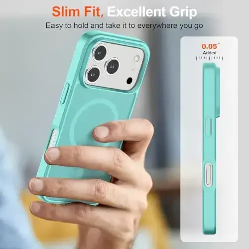 SUPFINE Magnetic for iPhone 17 Pro Case (Compatible with MagSafe)(Military Grade Drop Protection) Translucent Matte Shockproof with Anti-Fingerprint Phone Cover 2025,Blue Green - 7