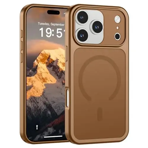 SUPFINE Magnetic for iPhone 17 Pro Case Brown | (Compatible with MagSafe)(Military Grade Drop Protection)(Camera Protection)Translucent Matte Phone Cover 