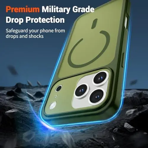 SUPFINE Magnetic for iPhone 17 Pro Max Case Cangling Green | (Compatible with MagSafe)(Military Grade Drop Protection)(Camera Protection)Translucent Matte Phone Cover - 3
