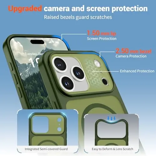 SUPFINE Magnetic for iPhone 17 Pro Max Case Cangling Green | (Compatible with MagSafe)(Military Grade Drop Protection)(Camera Protection)Translucent Matte Phone Cover - 6