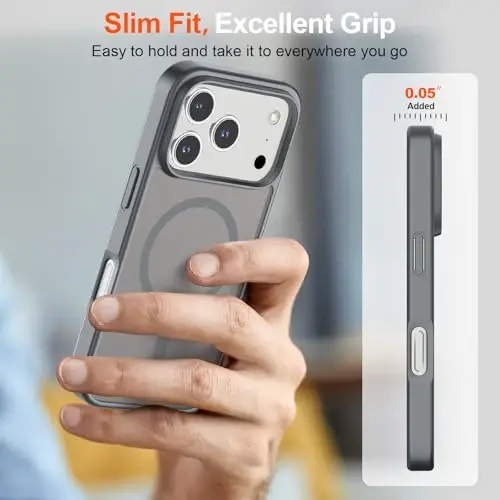 SUPFINE Magnetic for iPhone 17 Pro Max Case (Compatible with MagSafe)(Military Grade Drop Protection) Translucent Matte Shockproof with Anti-Fingerprint Phone Cover 2025,Gray - 7