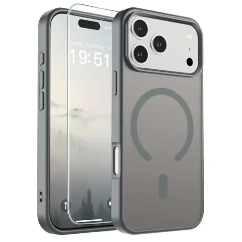 SUPFINE Magnetic for iPhone 17 Pro Max Case (Compatible with MagSafe)(Military Grade Drop Protection) Translucent Matte Shockproof with Anti-Fingerprint Phone Cover 2025,Gray - 6