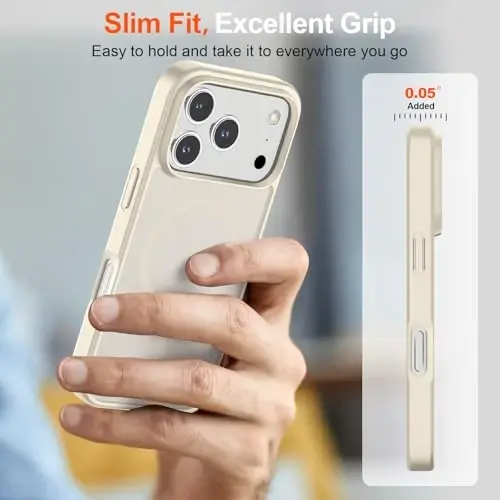SUPFINE Magnetic for iPhone 17 Pro Max Case (Compatible with MagSafe)(Military Grade Drop Protection) Translucent Matte Shockproof with Anti-Fingerprint Phone Cover 2025,Antique White - 7