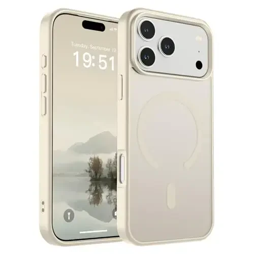 SUPFINE Magnetic for iPhone 17 Pro Max Case (Compatible with MagSafe)(Military Grade Drop Protection) Translucent Matte Shockproof with Anti-Fingerprint Phone Cover 2025,Antique White 