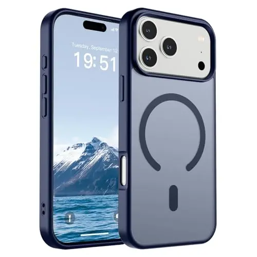SUPFINE Magnetic for iPhone 17 Pro Max Case (Compatible with MagSafe)(Military Grade Drop Protection) Translucent Matte Shockproof with Anti-Fingerprint Phone Cover 2025,Navy Blue - 1