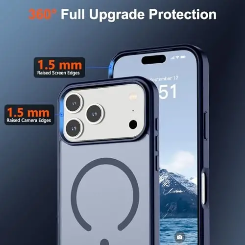 SUPFINE Magnetic for iPhone 17 Pro Max Case (Compatible with MagSafe)(Military Grade Drop Protection) Translucent Matte Shockproof with Anti-Fingerprint Phone Cover 2025,Navy Blue - 4