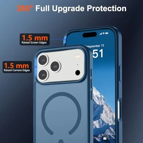 SUPFINE Magnetic for iPhone 17 Pro Max Case (Compatible with MagSafe)(Military Grade Drop Protection) Translucent Matte Shockproof with Anti-Fingerprint Phone Cover 2025,Deep Blue - 4