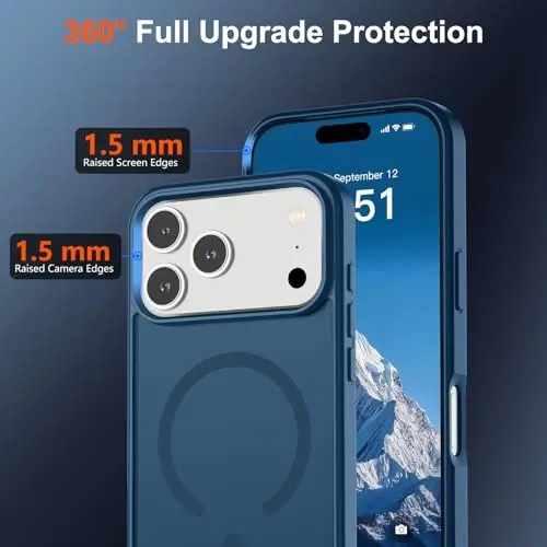 SUPFINE Magnetic for iPhone 17 Pro Max Case (Compatible with MagSafe)(Military Grade Drop Protection) Translucent Matte Shockproof with Anti-Fingerprint Phone Cover 2025,Deep Blue - 3