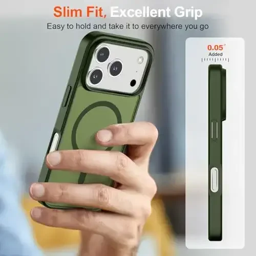 SUPFINE Magnetic for iPhone 17 Pro Max Case (Compatible with MagSafe)(Military Grade Drop Protection) Translucent Matte Shockproof with Anti-Fingerprint Phone Cover 2025,Cangling Green - 7
