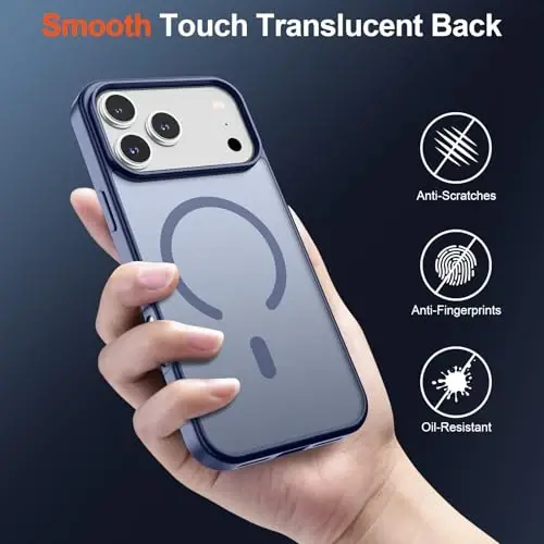 SUPFINE iPhone 17 Pro Max için Manyetik Kılıf (MagSafe Uyumlu) (Askeri Sınıf Düşme Koruması) Yarı Saydam Mat Darbeye Dayanıklı, Parmak İzi Önleyici Telefon Kılıfı, Lavanta Grisi - 6