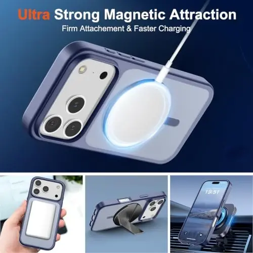 SUPFINE Magnetic for iPhone 17 Pro Max Case (Compatible with MagSafe)(Military Grade Drop Protection) Translucent Matte Shockproof with Anti-Fingerprint Phone Cover,Lavender Gray - 4