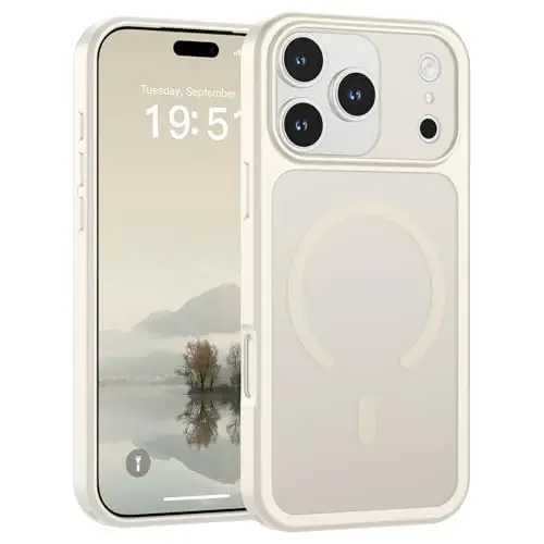 SUPFINE Magnetic for iPhone 17 Pro Max Case Antique White | (Compatible with MagSafe)(Military Grade Drop Protection)(Camera Protection)Translucent Matte Phone Cover - 1